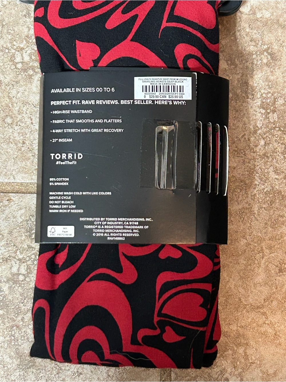 torrid Black Leggings with Red Heart Swirl Print - Picture 3 of 5